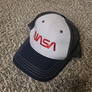 NASA Hat Cap Snap Back Gray Navy Mesh Trucker Embroidered District One Size Mens